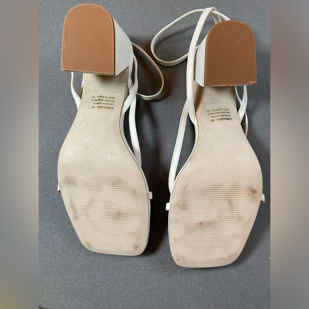 Steve Madden Alaina White Sandals 3” heels Ankle Straps size‎ 10